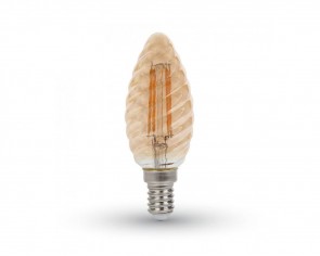 LED Retro lampa E14, 4W, 350 Lumen, filament, räfflad kronlampa